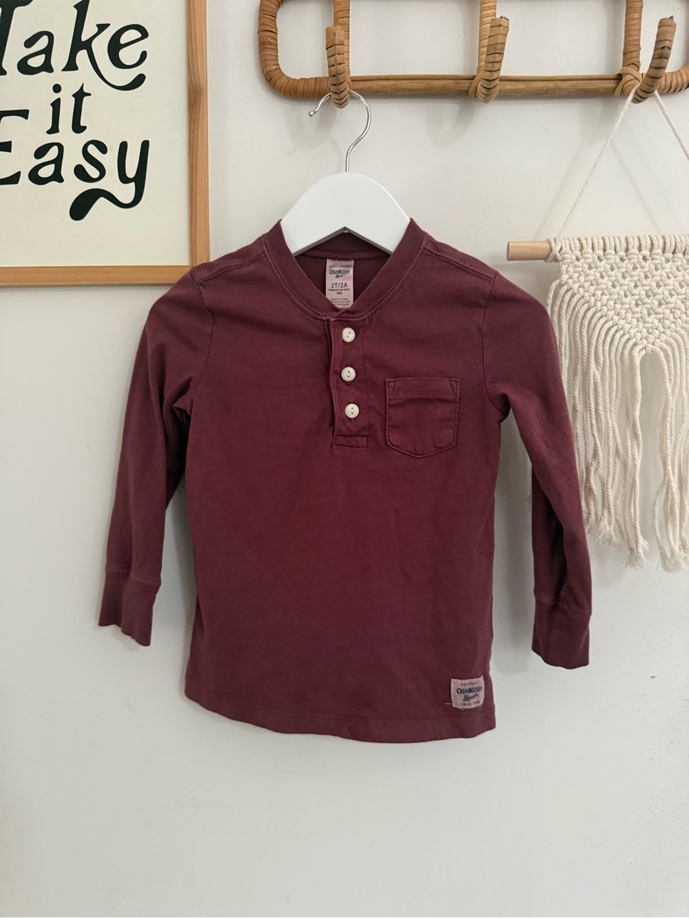 Oshkosh 2T henley LS tee